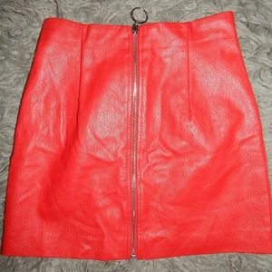 Red Leather Mini Skirt